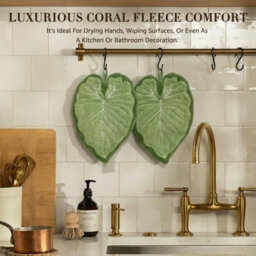 2 Pack Green Leaf Hand Towel Absorbent Super Soft And Fast Drying Hanging Kitchen Towels Leaf Funny Hand Towels For Bath Kitchen - thumbnail 2