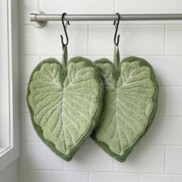 2 Pack Green Leaf Hand Towel Absorbent Super Soft And Fast Drying Hanging Kitchen Towels Leaf Funny Hand Towels For Bath Kitchen - thumbnail 1