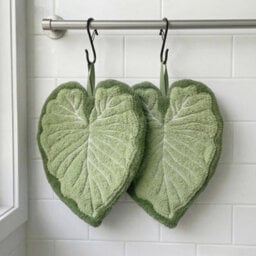 2 Pack Green Leaf Hand Towel Absorbent Super Soft And Fast Drying Hanging Kitchen Towels Leaf Funny Hand Towels For Bath Kitchen