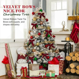 Amorly 24Pcs Red Velvet Christmas Bows, Xmas Tree Ornament Bows For Garland, Holiday Party Home Decoration - thumbnail 3