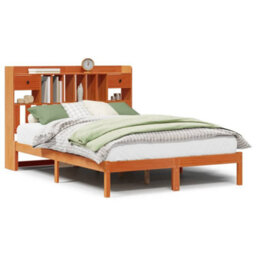 Berkfield Bookcase Bed Without Mattress Wax Brown 150X200 Cm King Solid Wood Pine - thumbnail 2