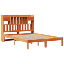 Berkfield Bookcase Bed Without Mattress Wax Brown 150X200 Cm King Solid Wood Pine - thumbnail 3