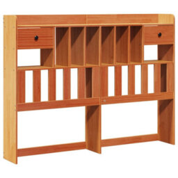 Berkfield Bookcase Bed Without Mattress Wax Brown 150X200 Cm King Solid Wood Pine - thumbnail 6