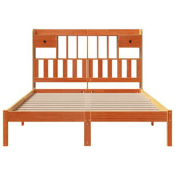 Berkfield Bookcase Bed Without Mattress Wax Brown 150X200 Cm King Solid Wood Pine - thumbnail 4