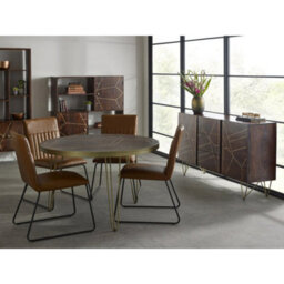 Dallas Dark Mango Wooden Round Dining Table 4 Seats Set With 4 Chairs - thumbnail 2