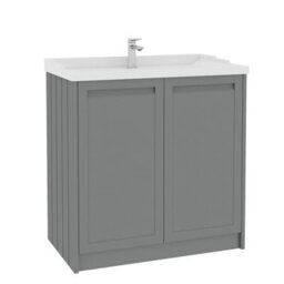 Royal Bathrooms Elmore 800mm Floor Standing 2 Door Bathroom Vanity Unit With Traditional Ceramic Basin Sink - Matt Pebble Grey - thumbnail 6
