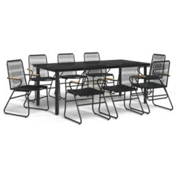 Berkfield 9 Piece Garden Dining Set Black Pvc Rattan - thumbnail 2