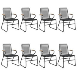 Berkfield 9 Piece Garden Dining Set Black Pvc Rattan - thumbnail 4