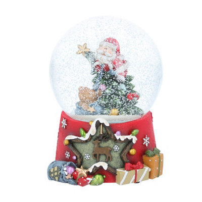 Gisela Graham Christmas Santa And Christmas Tree Musical Snow Globe, Glass, 13 X 10.5 Cm