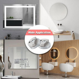 Sisi UK Mirror Clips 4 Pack Silver Half-Disk Zinc Alloy Mirror Holders With Screws & Plugs For 3 To 5mm Frameless Glass & Mirrors - thumbnail 3