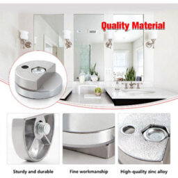Sisi UK Mirror Clips 4 Pack Silver Half-Disk Zinc Alloy Mirror Holders With Screws & Plugs For 3 To 5mm Frameless Glass & Mirrors - thumbnail 5