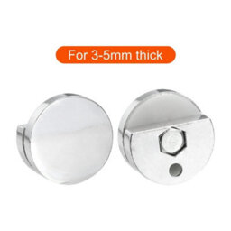 Sisi UK Mirror Clips 4 Pack Silver Half-Disk Zinc Alloy Mirror Holders With Screws & Plugs For 3 To 5mm Frameless Glass & Mirrors - thumbnail 6