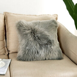 Living And Home Cozy Luxurious High Quality Grey Fluffy Faux Fur Throw Pillow Case Cushion Cover Living Area 45Cm X 45Cm - thumbnail 8