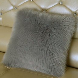 Living And Home Cozy Luxurious High Quality Grey Fluffy Faux Fur Throw Pillow Case Cushion Cover Living Area 45Cm X 45Cm - thumbnail 4