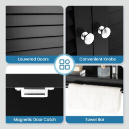 Costway Wall-Mounted Bathroom Cabinet Double Door Storage Medicine Cabinet W/ Towel Bar - thumbnail 8