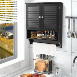 Costway Wall-Mounted Bathroom Cabinet Double Door Storage Medicine Cabinet W/ Towel Bar - thumbnail 6