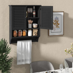 Costway Wall-Mounted Bathroom Cabinet Double Door Storage Medicine Cabinet W/ Towel Bar - thumbnail 5
