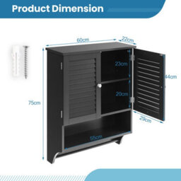 Costway Wall-Mounted Bathroom Cabinet Double Door Storage Medicine Cabinet W/ Towel Bar - thumbnail 3