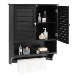 Costway Wall-Mounted Bathroom Cabinet Double Door Storage Medicine Cabinet W/ Towel Bar - thumbnail 2