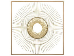 Beliani Sunburst Square Wall Decor Gold Metal Frame 50 X 50 Cm - Hand-Made Iron, Ready To Hang - thumbnail 1
