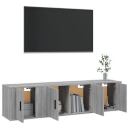 Berkfield Classic 3 Piece Tv Cabinet Set Grey Sonoma Engineered Wood - thumbnail 3