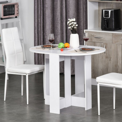 Homcom Folding Dining Table Foldable Drop Leaf Dinner Table For Kitchen White - image 1