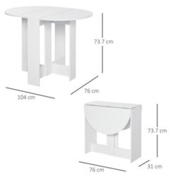Homcom Folding Dining Table Foldable Drop Leaf Dinner Table For Kitchen White - thumbnail 3