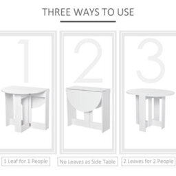 Homcom Folding Dining Table Foldable Drop Leaf Dinner Table For Kitchen White - thumbnail 4