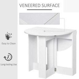 Homcom Folding Dining Table Foldable Drop Leaf Dinner Table For Kitchen White - thumbnail 5