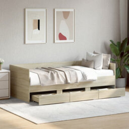 Walplus Daybed With Drawers Without Mattress Sonoma Oak 90X200 Cm