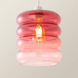 Valuelights Giselle Ombre Berry Glass Easy Fit Ceiling Light Lamp Shade With Bulb - thumbnail 3