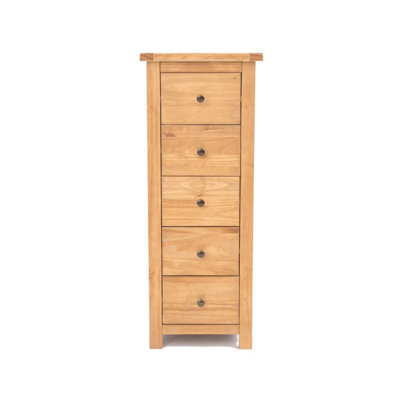 Cabinet Bits Lugo 5 Drawer Narrow Chest Of Drawers Brass Knob - image 1