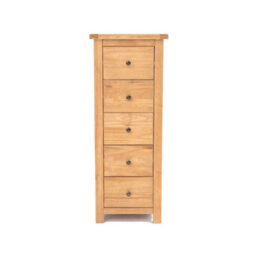 Cabinet Bits Lugo 5 Drawer Narrow Chest Of Drawers Brass Knob - thumbnail 1