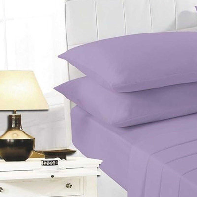 K Collection Percale Percale Fitted Sheet Lilac (Double)