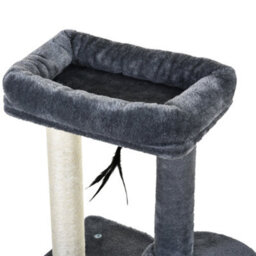 Pawhut 100Cm Cat Tower Condo With House Sisal Scratching Post Perches Grey - thumbnail 8