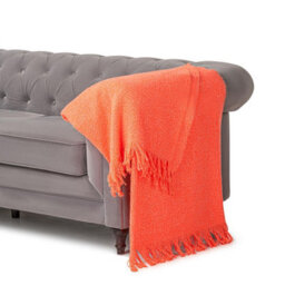 Luxury Living 100% Acrylic Throw - 170Cm X 130Cm - Orange/pink