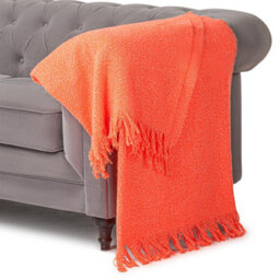 Luxury Living 100% Acrylic Throw - 170Cm X 130Cm - Orange/pink - thumbnail 2