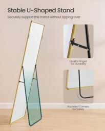 LEDREM Full Length Mirror, 160 X 50 Cm, Rectangle Full Body Mirror With Stand, Aluminium Alloy Frame Floor Mirror,pale Gold - thumbnail 5