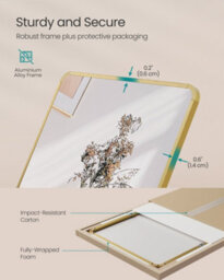 LEDREM Full Length Mirror, 160 X 50 Cm, Rectangle Full Body Mirror With Stand, Aluminium Alloy Frame Floor Mirror,pale Gold - thumbnail 7
