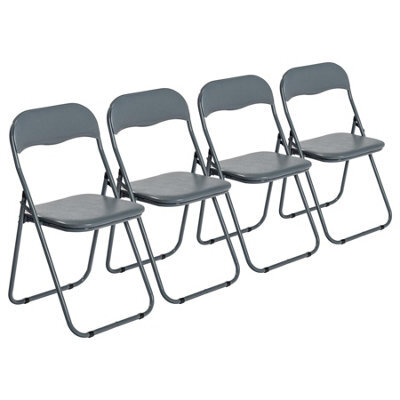 Harbour Housewares 4X Padded Folding Chairs - Grey - Metal Frame Easy Store Portable Folding Seats - image 1