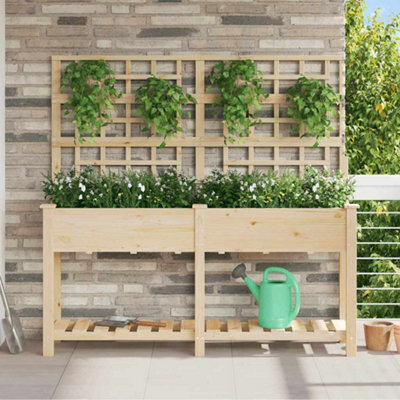 Berkfield Garden Planter Beige 161 X 46 X 152.5 Cm Solid Fir Wood - image 1