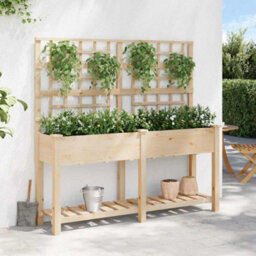 Berkfield Garden Planter Beige 161 X 46 X 152.5 Cm Solid Fir Wood - thumbnail 4