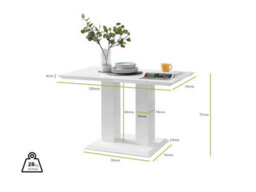 Furniturebox Imperia White High Gloss 4 Seater Dining Table With Structural 2 Plinth Column Legs Perfect For Modern Minimalist Dining Rooms - thumbnail 6