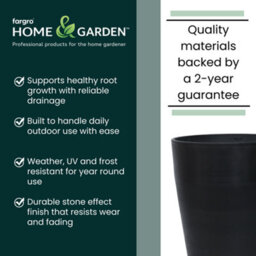 Fargro Home And Garden Vase Planter Charcoal Black Polystone Outdoor Tall Plant Pot 35Cm X 55Cm 37L Medium - thumbnail 9