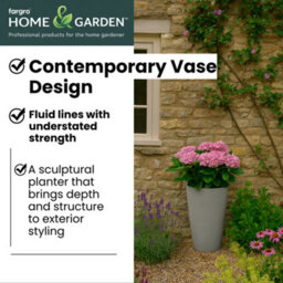 Fargro Home And Garden Vase Planter Charcoal Black Polystone Outdoor Tall Plant Pot 35Cm X 55Cm 37L Medium - thumbnail 5