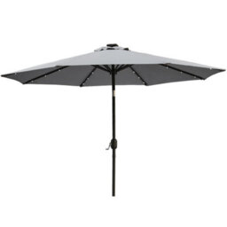 VRUC Garden Parasol Outdoor Patio Umbrella With Solar Led Lights And Crank Tilt 2.7M Grey - thumbnail 2