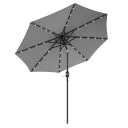 VRUC Garden Parasol Outdoor Patio Umbrella With Solar Led Lights And Crank Tilt 2.7M Grey - thumbnail 3