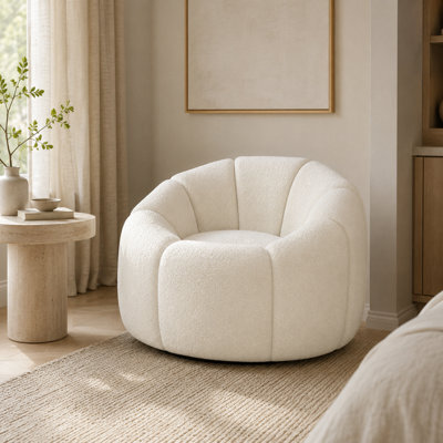 Where Saints Go Ltd Armchair Morrissey Accent Chair Ivory Boucle Swivel Lounge Chair 65.5Cm By Where Saints Go - image 1