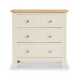 Farro Cream 3 Drawer Chest Of Drawers - Painted With Oak Top - Fully Assembled By Roseland Furniture - thumbnail 3