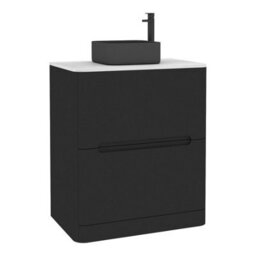 Royal Bathrooms Venice 700mm Matt Nocturne Black Freestanding Bathroom Countertop Vanity Unit 2 Drawer With Art Square Basin - thumbnail 7